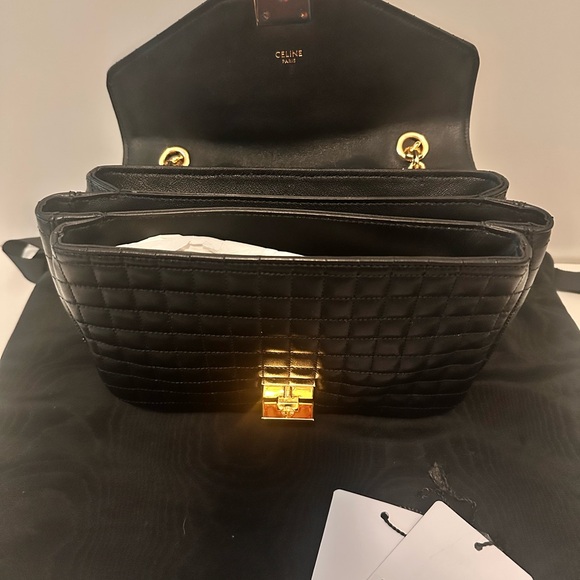 Celine Quilted Black Shoulder Bag with Gold Chain - Picture 5 of 10